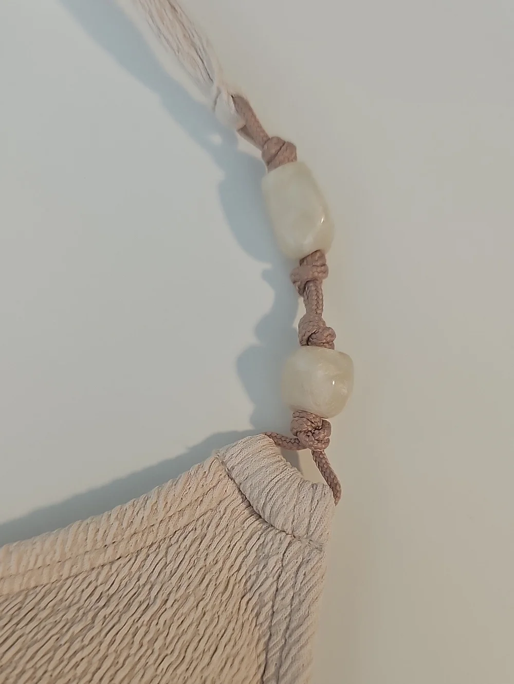 Shade & Shore Women's L Cream / Off-White Crepe Beaded Triangle Bikini Set